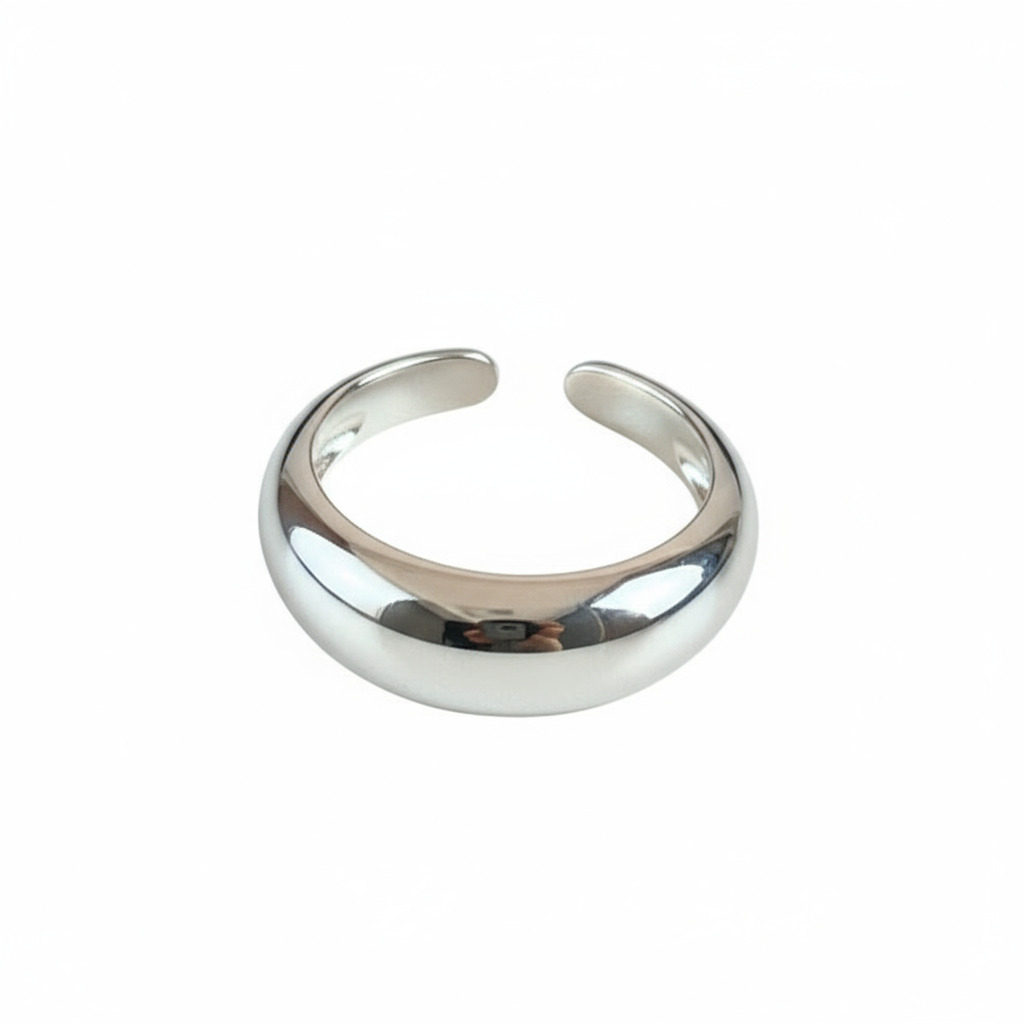 Silver ring on a white background