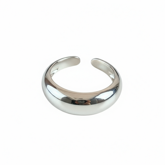 Silver ring on a white background
