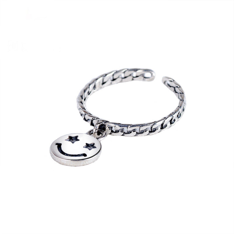 Sterling Sliver Smiley Face Adjustable Ring