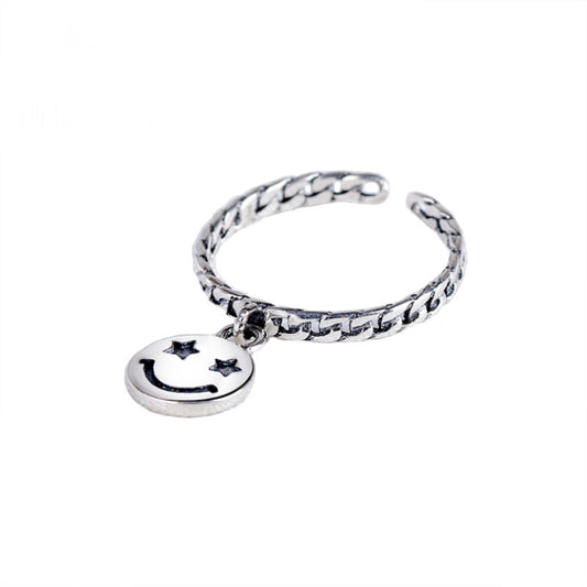 Sterling Sliver Smiley Face Adjustable Ring