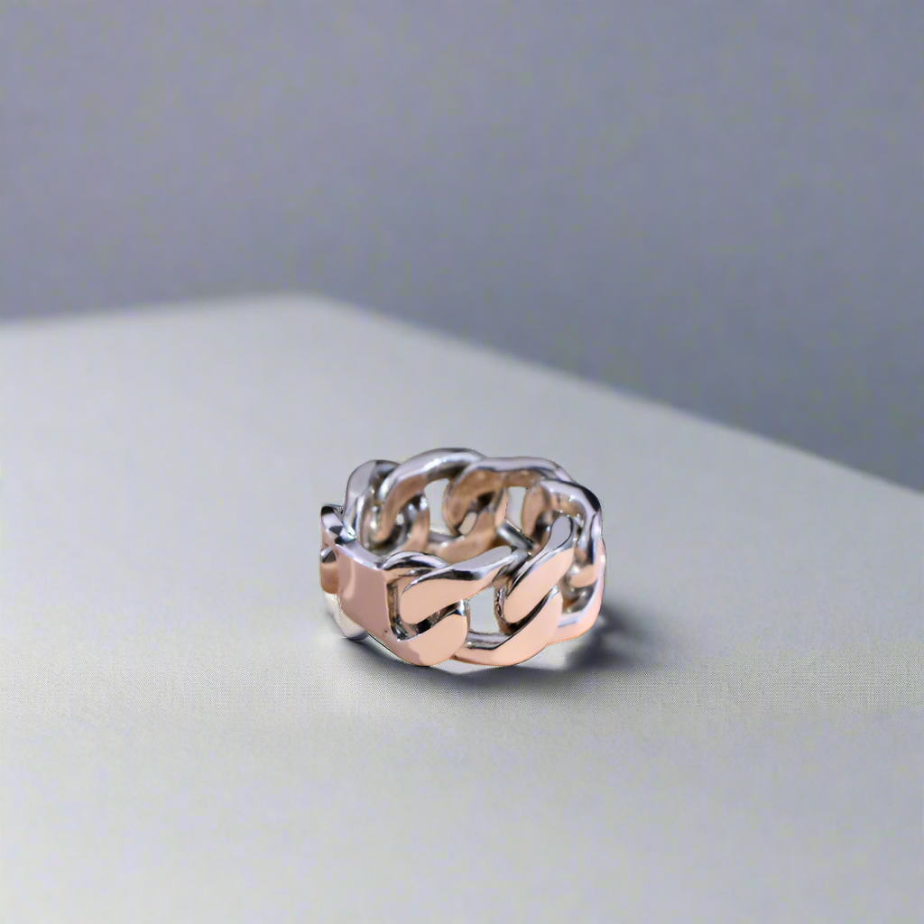 Silver ring on a white background