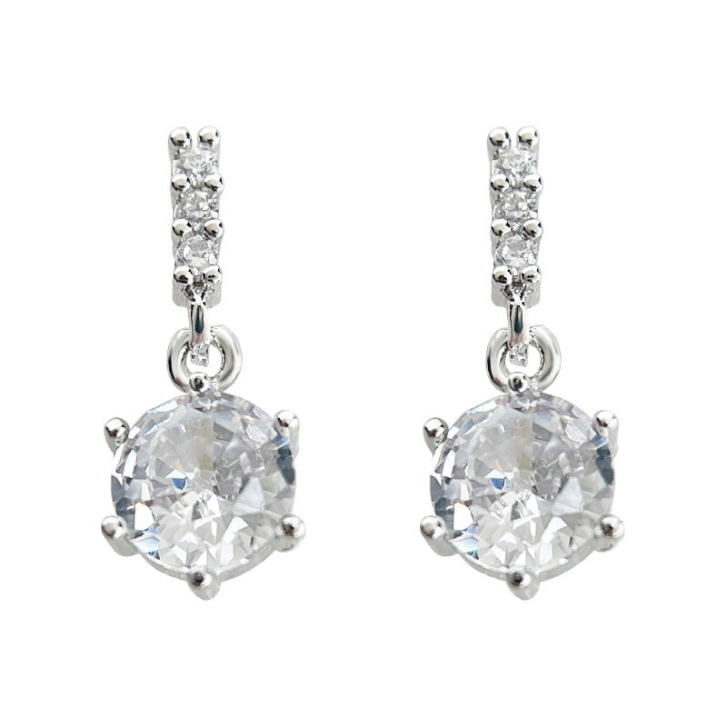Sterling Silver Pentagonal Cubic Zirconia Drop Earrings