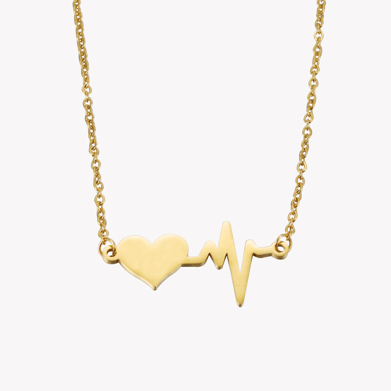 Stainless Steel Heartbeat Tag Necklace