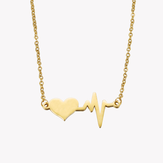 Stainless Steel Heartbeat Tag Necklace
