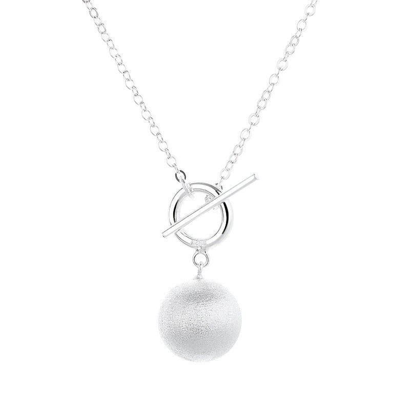 Sterling Silver T-Bar Brass ball Pendant Necklace