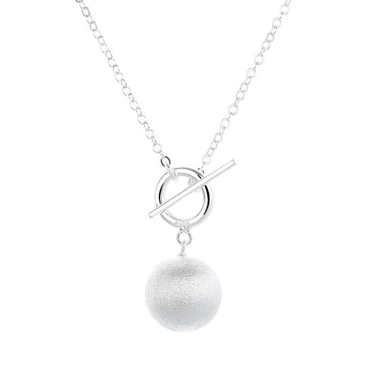 Sterling Silver T-Bar Brass ball Pendant Necklace