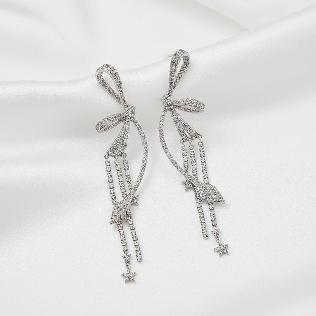 Hand Craft bow-shaped drop earrings