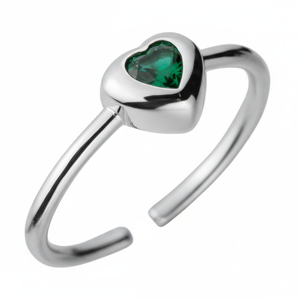 Sterling Sliver Heart Shape Adjustable Ring