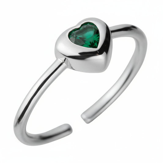 Sterling Sliver Heart Shape Adjustable Ring