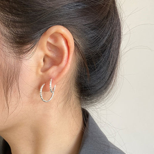 Sterling Silver Diamond Cut Hoop Earrings