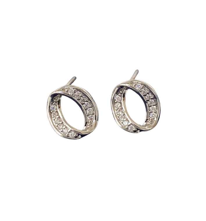 Sterling Silver Micro-inlaid Zircon Stud Earrings