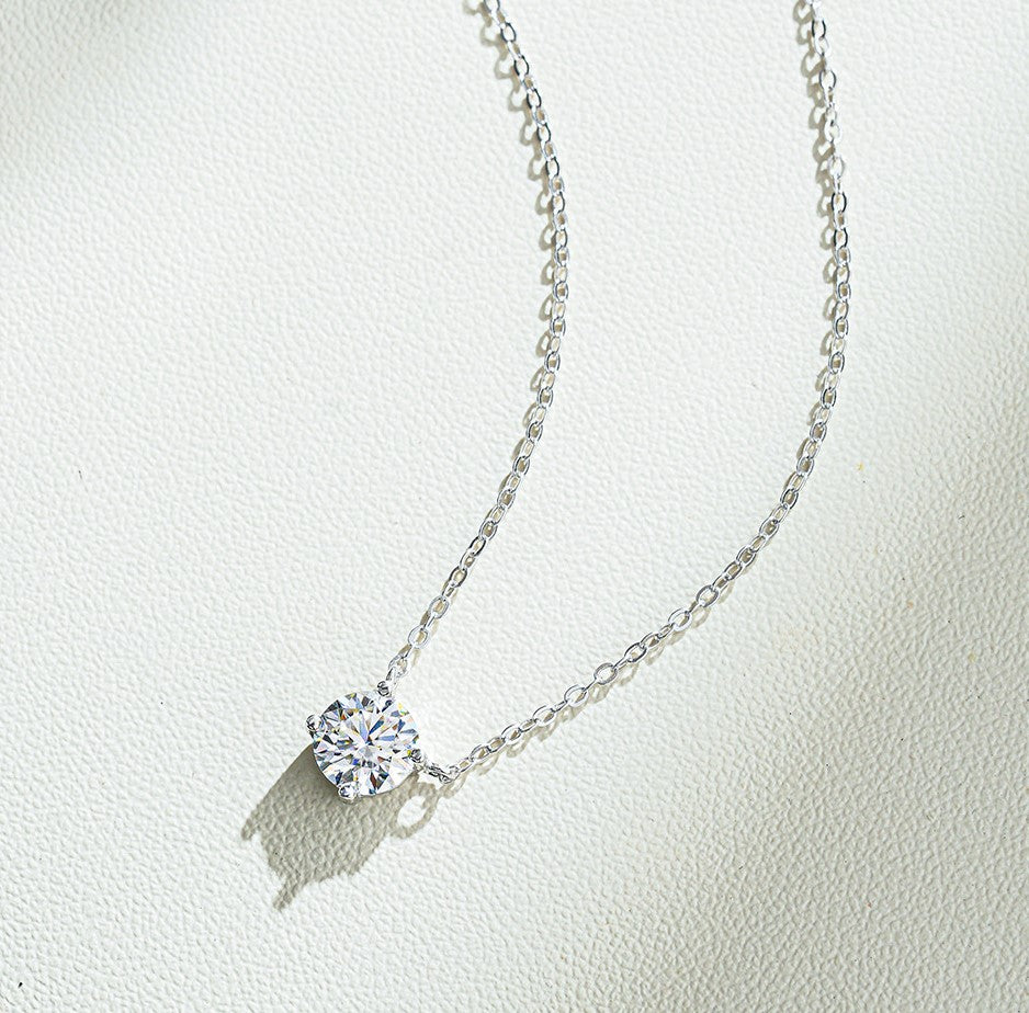 Sterling Silver Clear Cubic Zirconia Pendant Necklace