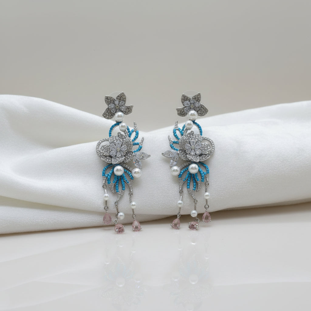 Hand Craft Vintage Floral Chandelier Drop Earrings