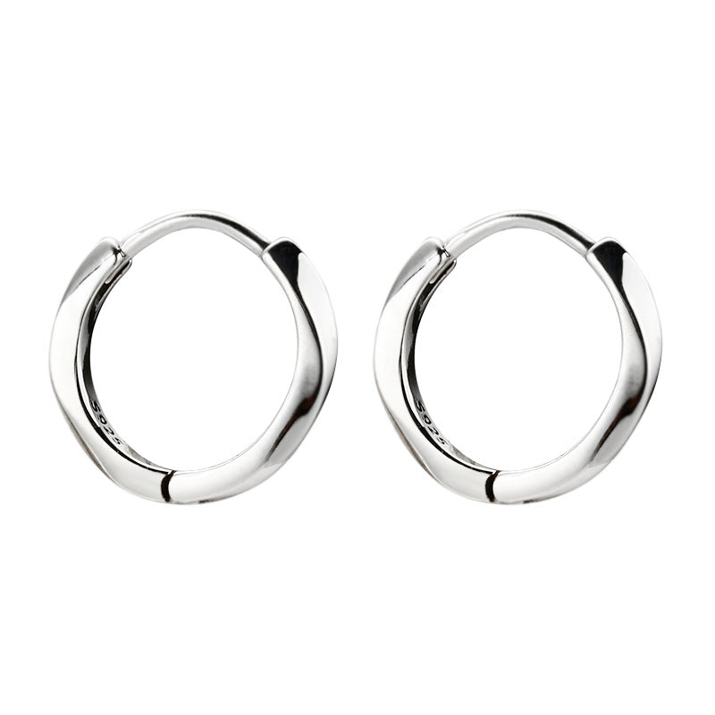 Sterling Silver Twist Design Hoop Earrings