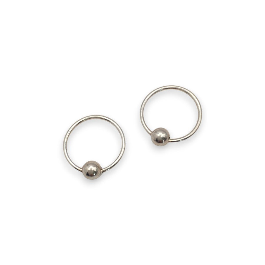 Sterling Silver Ball Closure Ring Earrings