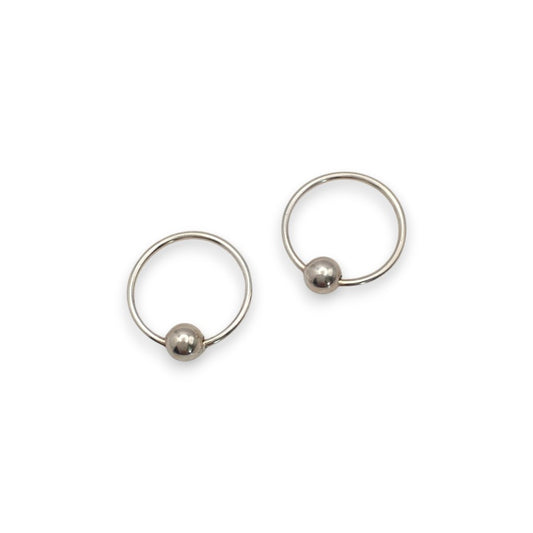 Sterling Silver Ball Closure Ring Earrings
