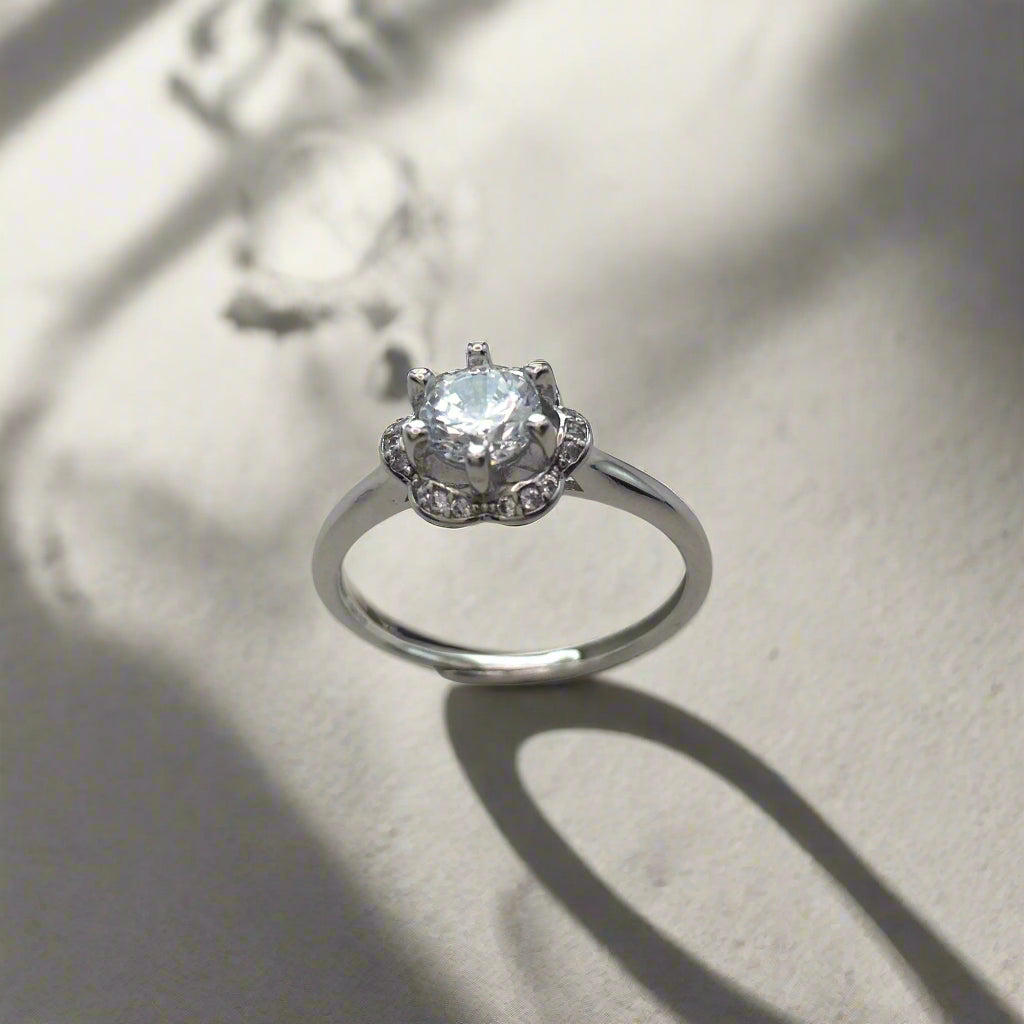 Sterling Sliver Rose Design Adjustable Ring