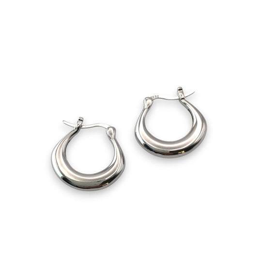Sterling Silver Chunky Hoop Silver Earrings