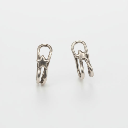 Sterling Silver Star Cuff Earrings