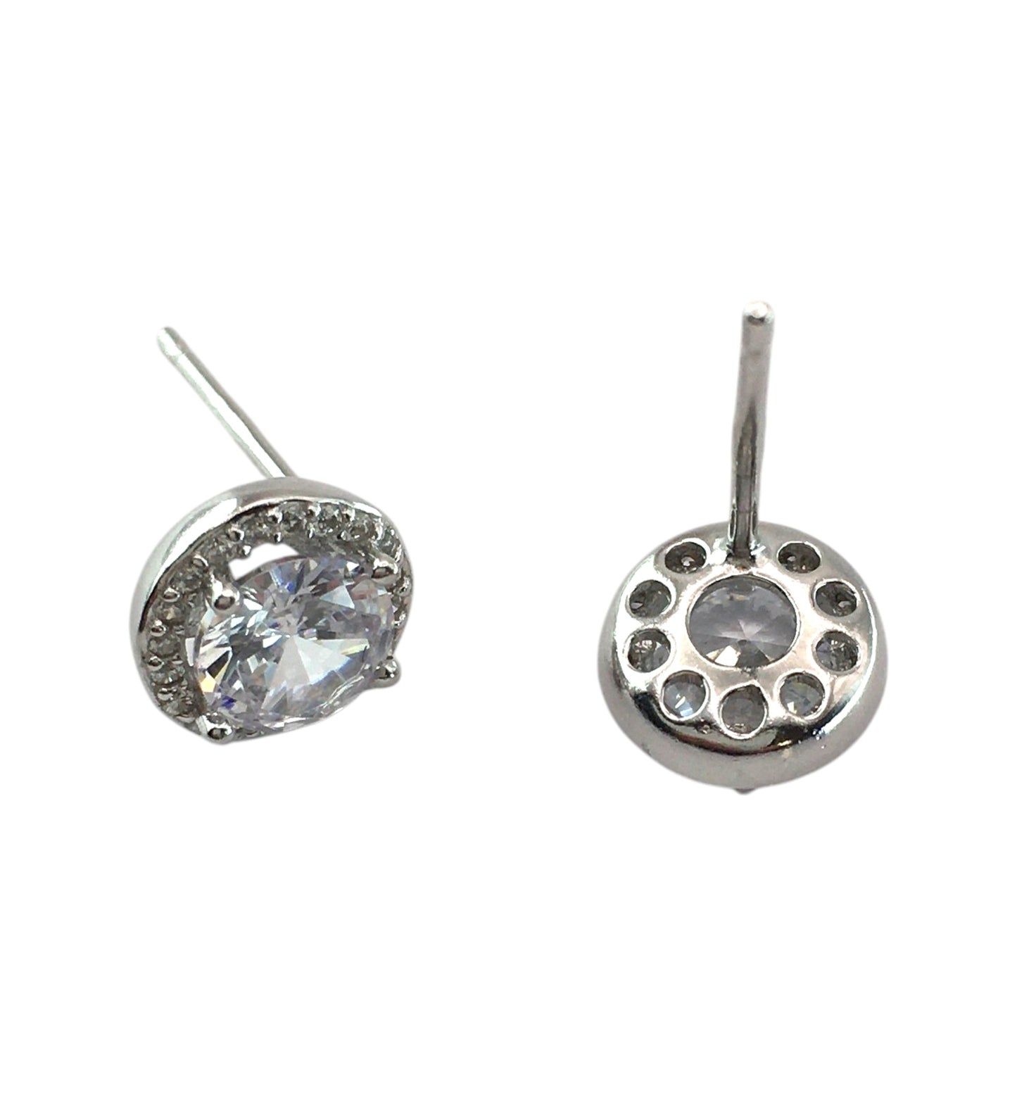 Sterling Silver Round cubic zirconia Stud Earrings