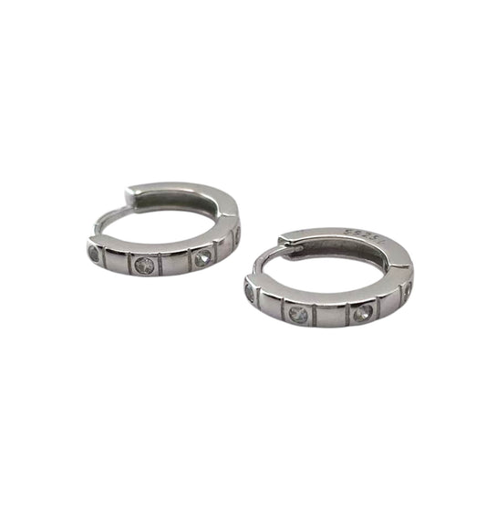 Sterling Silver Cubic Zirconia Flush Huggie Earrings
