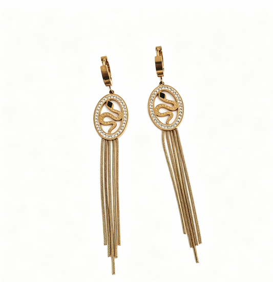 Zircon Snake-Shaped Long Hoop Waterproof Earrings