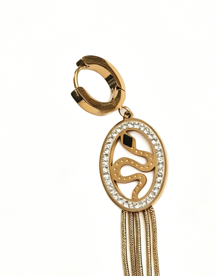 Zircon Snake-Shaped Long Hoop Waterproof Earrings