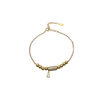 Sterling Silver Gold Plated Diamante Cylinder Bracelets
