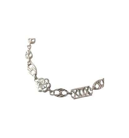 Sterling Silver Heart & Flower Linked Bracelets
