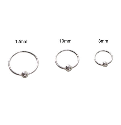Sterling Silver Ball Closure Ring Earrings