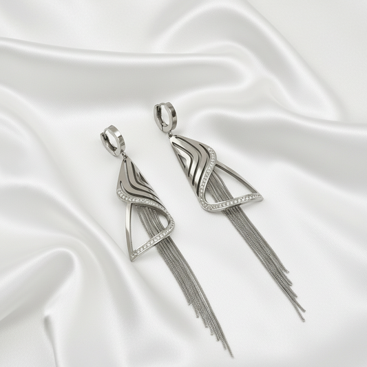 Feature Zircon Tassel Hoop Waterproof Earrings