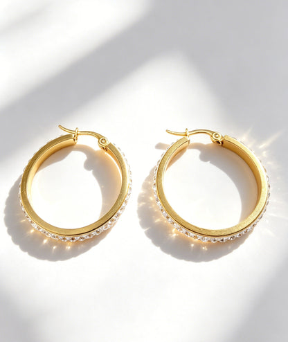 SingleRow Of Zircon Waterproof Earrings