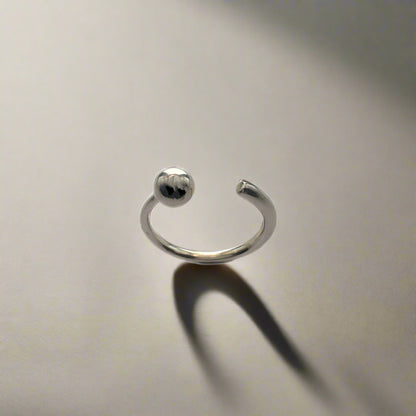 Sterling Sliver Simple Round Ball Adjustable Ring