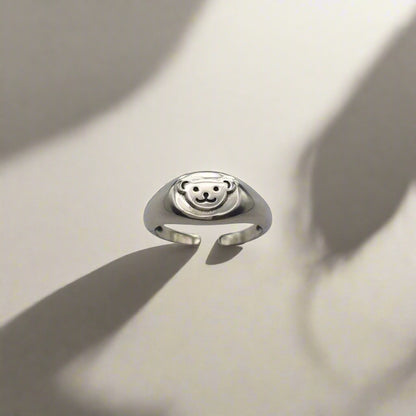 Sterling Sliver Bear Adjustable Ring
