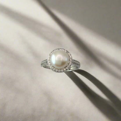 Sterling Sliver and White Pearl Adjustable Ring