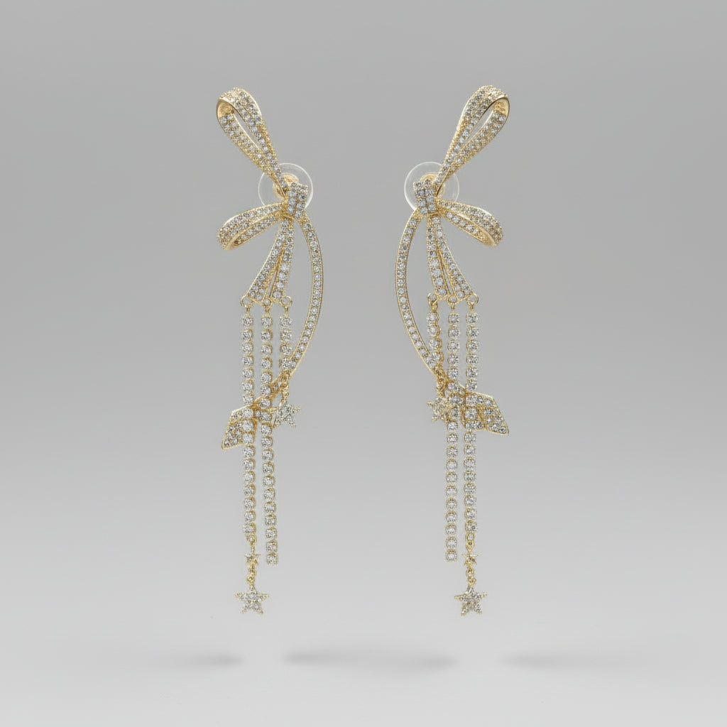 Hand Craft bow-shaped drop earrings