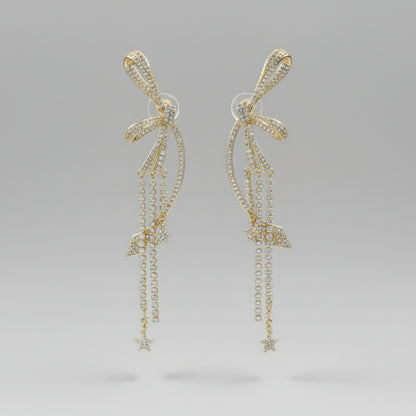 Hand Craft bow-shaped drop earrings