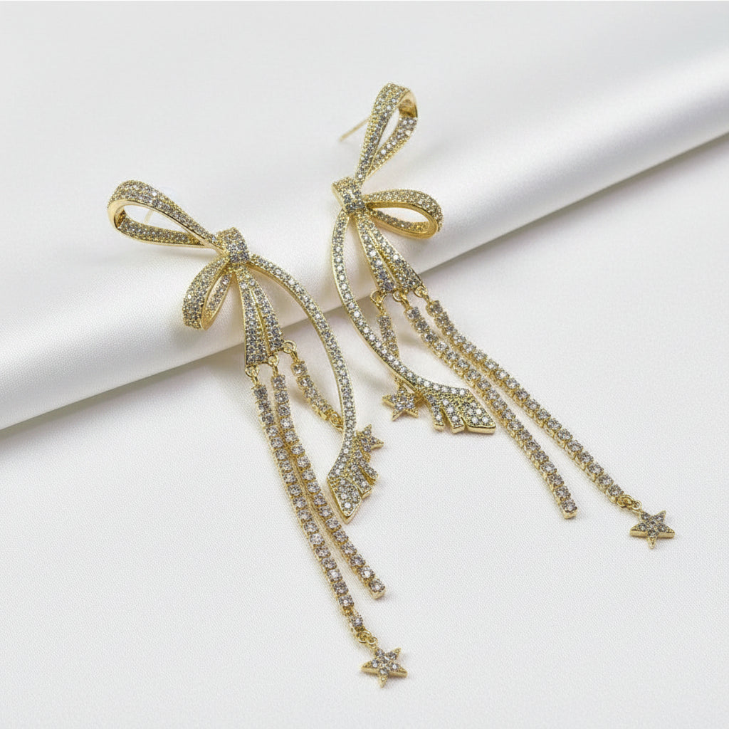 Hand Craft bow-shaped drop earrings