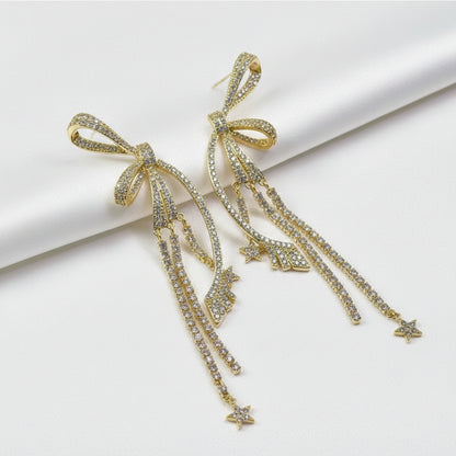 Hand Craft bow-shaped drop earrings