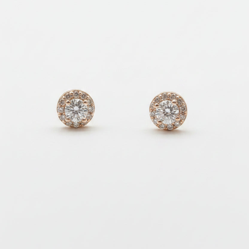 Sterling Silver Rose Gold Zircon Stud Earrings