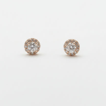 Sterling Silver Rose Gold Zircon Stud Earrings