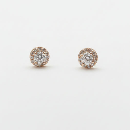 Sterling Silver Rose Gold Zircon Stud Earrings