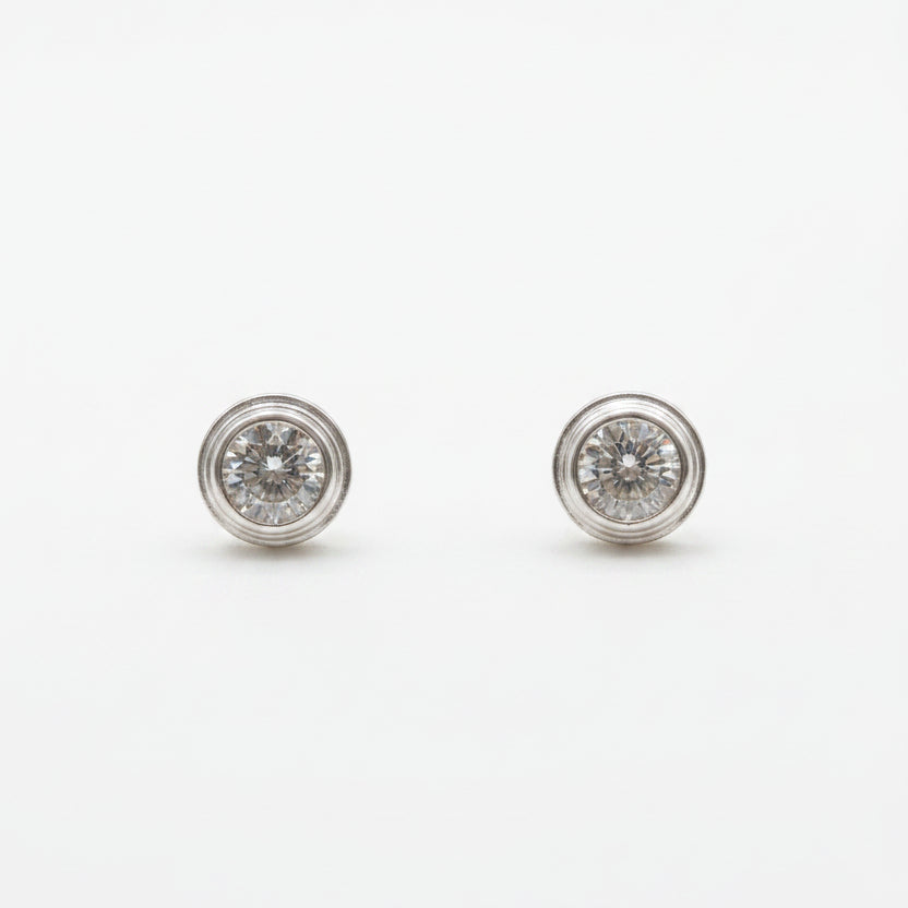 Sterling Silver Round Zircon Stud Earrings