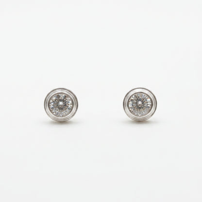 Sterling Silver Round Zircon Stud Earrings