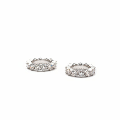 Sterling Silver Wave-Shaped Zircon Huggie Hoop Earrings
