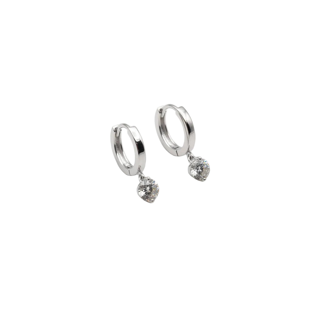 Sterling Silver Zircon Huggie Hhoop Earrings