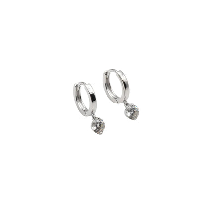 Sterling Silver Zircon Huggie Hhoop Earrings