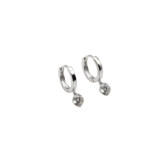 Sterling Silver Zircon Huggie Hhoop Earrings