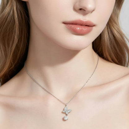 Sterling Silver Butterfly Cubic Zirconia Necklace