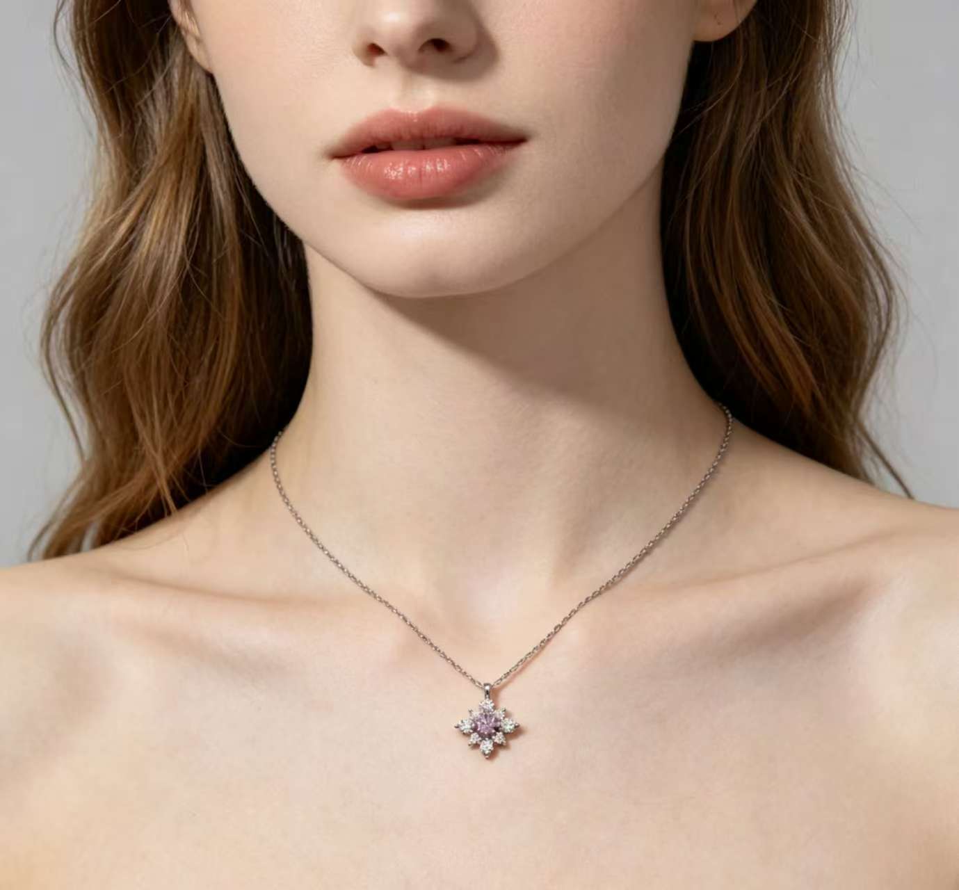 Sterling Silver Purple Cubic Zirconia Necklace